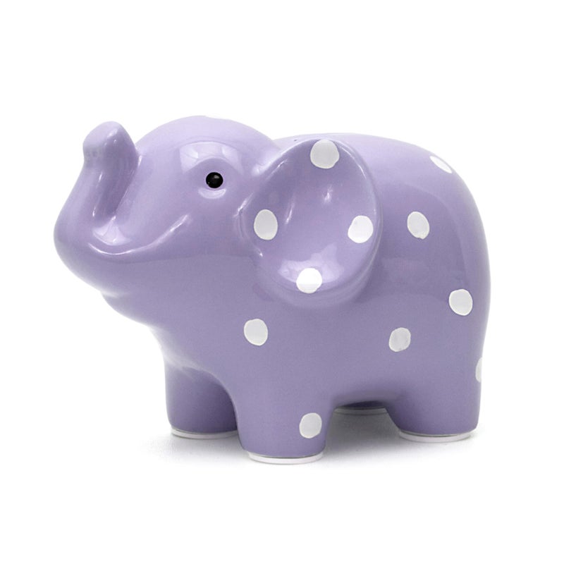 Child to Cherish Ceramic Polka Dot Elephant Piggy Bank for Girls, Lavender - Image 4